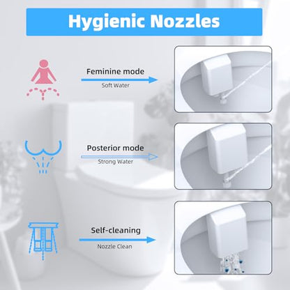 Hibbent Bidet Attachment for Toilet, Hot and Cold Water Spray Non-Electric Dual Nozzle for Frontal & Rear Wash, Adjustable Water Pressure Control, Self Cleaning Water Sprayer, Black/Chrome - color: Black