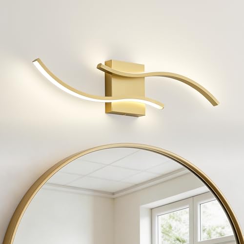KARTOOSH Bathroom Light Fixtures Over Mirror, 3CCT Dimmable Modern Vanity Light, 23.6 in Gold LED Vanity Lighting Bar for Bathroom, Bathroom Wall Lamp (2 Pack) - color: Gold, size: 23.6 in