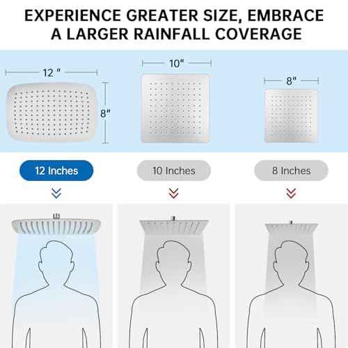 G-Promise 12 Inch All Metal Rain Shower Head with Handheld (Brushed Nickel) | Suits Every Height, Pause Mode Diverter, Massage Mode Handheld, Full Body Coverage, Easy to Install, Modern Bath Upgrade - color: Brushed Nickel, size: 12 Inch
