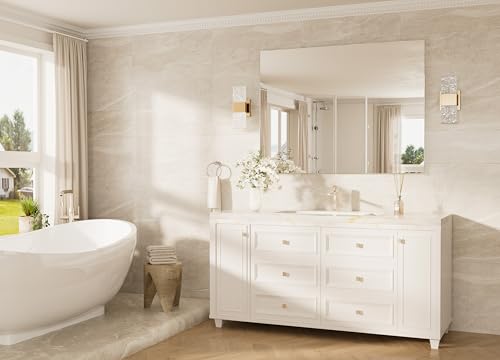 48x36 Frameless Bathroom Mirror, Vanity Bathroom Mirror for Wall Shatterproof Modern Rectangle Mirrors for Bedroom, Living Room, Entryway, Home Gym, Entryway - size: 36"L x 48"W, style: Frameless