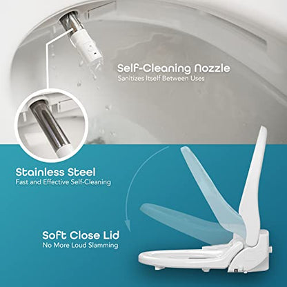 BidetMate 1000 Series Electric Bidet Toilet Seat, Heated Water, Remote | Instant warm-water wash, heated seat, air dryer, and self-cleaning nozzle. Wireless remote. Fits elongated toilets. - style: 1000 Series | Elongated | Remote