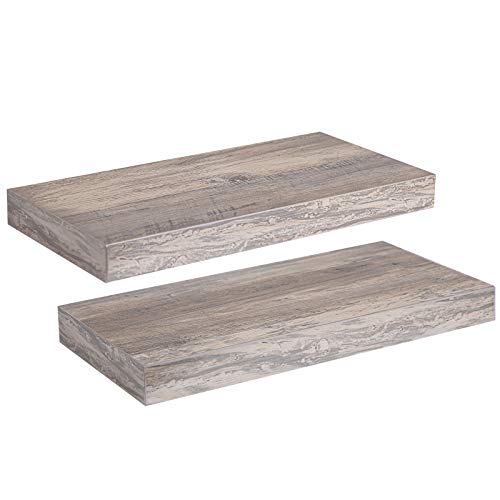 HOOBRO Floating Shelves for Wall, Wall Mounted Shelf Set of 2, 15.7" Hanging Shelf with Invisible Brackets, for Wall Decor Storage in Bathroom Bedroom Kitchen Living Room Office, Greige BG40BJ01 - color: Greige, size: 15.7 Inches