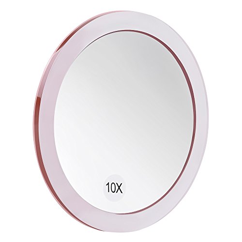 SANTOO 10X Magnifying Mirror - with 3 Mounting Suction Cups - Used for Precise Makeup - Eyebrows/Tweezing - Blackhead/Blemish Removal - Bathroom/Travel Makeup Mirror - 6 Inch Round - color: 10x