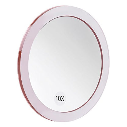 SANTOO 10X Magnifying Mirror - with 3 Mounting Suction Cups - Used for Precise Makeup - Eyebrows/Tweezing - Blackhead/Blemish Removal - Bathroom/Travel Makeup Mirror - 6 Inch Round - color: 10x