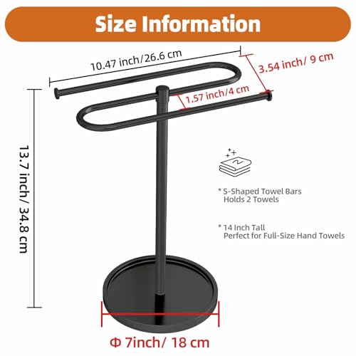 Bethom Hand Towel Holder Stand for Bathroom Countertop,S-Shape Bar,Black | Stainless Steel Hand Towel Racks Standing Holds 2 Towels for Kitchen - color: Black
