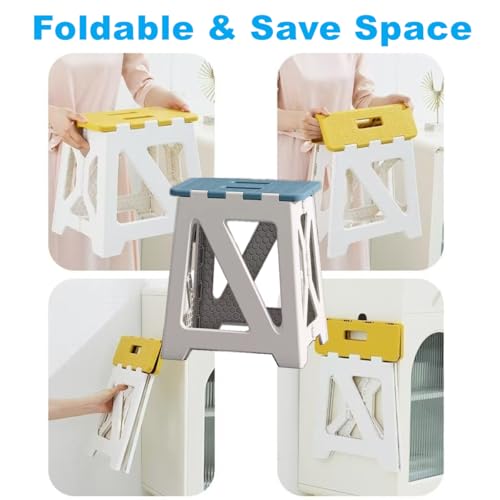 Foldable Bath Shower Safety Chair Seat Blue, Foldable and Anti-Slip Bench Bathtub Stool for Elderly or Seniors (Foldable ShowerChair 15.7" H Blue Seat Size 12.4" x 8.3“) - size: Foldable 15.7"H Blue
