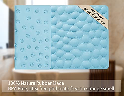 Non-Slip Bathtub Mat OTHWAY Soft Rubber Bathroom Bathmat with Strong Suction Cups (Lake Blue, 16x40 inch) - color: Lake Blue, size: 40" x 16" (Rectangular)