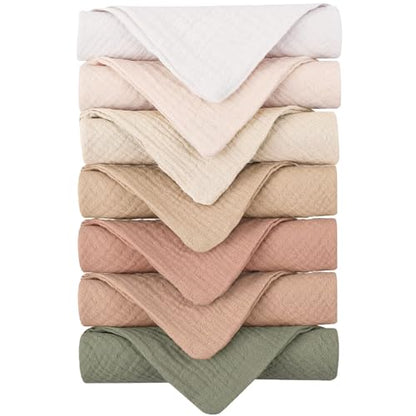 Konssy 7-Pack Soft Cotton Face Wash Cloths, Reusable Absorbent Washcloths for Sensitive Skin, Facial Makeup Remover Towels for Women (11 x 11 Inch) - color: Green