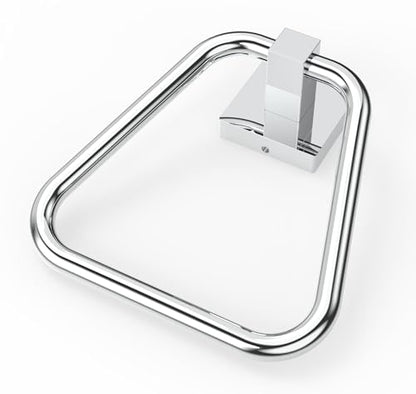 RUACQ Towel Ring, Hand Towel Holder for Bathroom Wall, Chrome | Wall Mounted Hand Towel Bar, 304 Stainless Steel Towel Hanger, Square Base, Geometric Towel Holder Design, Modern, Heavy Duty - color: Chrome