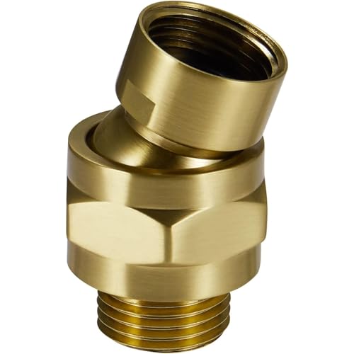 Solid Brass Shower Head Swivel Ball Adapter, Adjustable Shower Arm Extension Shower Head Adapter, Shower Connector Ball Joint, Brushed Gold - color: Brushed Gold