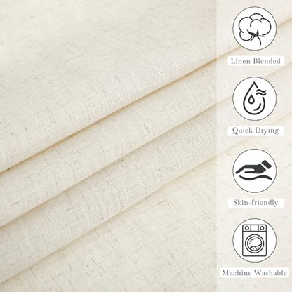 KGORGE Natural Linen Shower Curtain for Bathroom - Linen Blend Button Hole Semi Sheer Lightweight Waterproof Shower Curtains for Bathtub, 54 x 78 inches Long, Hooks Included | Semi-Sheer Waterproof Fabric Lightweight Button Hole for Bathtub, 12 Rust-Proof