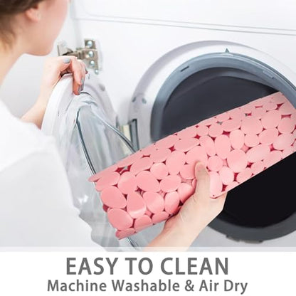 SONGZIMING Pebble Bath Mat for Bathtub to Anti Slip Bathtub Mat in Shower with 16 Inches by 35 Inches (Pink) - color: Pink