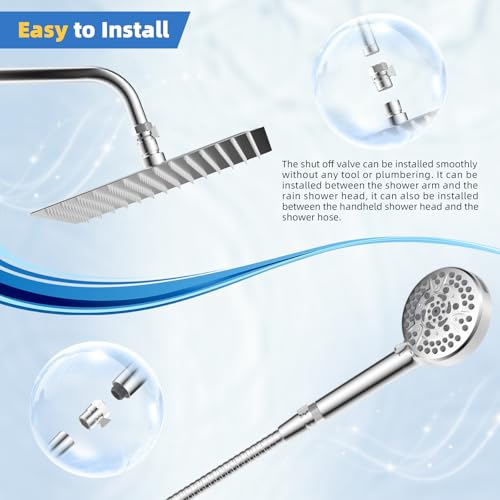 Hibbent All Metal 1 Pack Shower Head Flow Control Valve, G1/2 Brass Shut-off Valve with Metal Handle Lever, Shut OFF Water Flow Control Regulator for Handheld Shower, or Bidet Sprayer, Chrome - color: Chrome