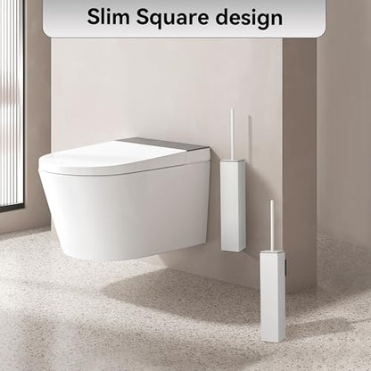 White Toilet Brush with Holder,Durable Cleaning Toilet Bowl Brushes with Holders - color: White