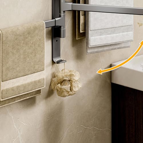 180° Swivel Towel Rack, Thicken 1-4 Arm Towel Bar, No Drill Towel Rack, Space Saving Wall Mounted Towel Holder with Hook, Swing Out Towel Hanger for Bathroom Kitchen Use (4 Arm) - color: 4 Arm