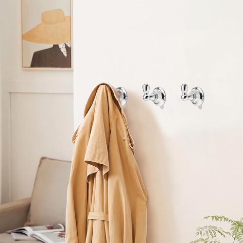 4 Pack 2-3/4inch Polished Chrome Robe Hooks | Solid Zinc Alloy | Wall Mounted | Coat Hooks | Hooks Wall Mounted Robe Hooks | For organization in bathrooms entrances. - color: Polished Chrome