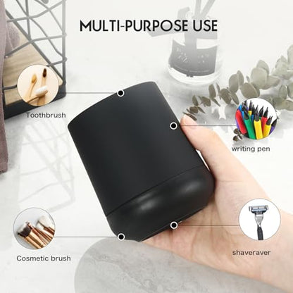 Matte Black Silicone Boot Toothbrush Holders, Modern Tooth Brushing and Toothpaste Holder Tumbler Cup for Bathroom Organizer (Black) - color: Black