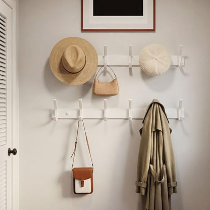 WEBI Coat Rack Wall Mounted,Coat Hooks Wall Mount,Coat Hanger Wall Hook Rack,6 Hooks for Hanging Coats,Hats,Jacket,Clothes,White,2 Packs - size: 6 Hooks(2 Packs)