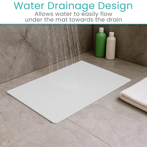 Vive Non-Slip Bath Mat with Suction Cups - 28" x 16" Extra Large Rubber Mat for Safety & Comfort - Patented Grip Prevents Slips and Falls for Kids, Elderly, Men, Women - XL Non Skid Shower & Tub Cover | For Safety & Comfort - Patented Grip Prevents Slips