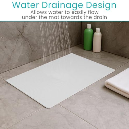 Vive Non-Slip Bath Mat with Suction Cups - 28" x 16" Extra Large Rubber Mat for Safety & Comfort - Patented Grip Prevents Slips and Falls for Kids, Elderly, Men, Women - XL Non Skid Shower & Tub Cover | For Safety & Comfort - Patented Grip Prevents Slips