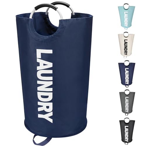 Maxsilan 125L X-Large Laundry Basket, Freestanding Tall Clothes Hamper, Collapsible Laundry Bag, Dark Blue - color: Dark Blue, size: 125L