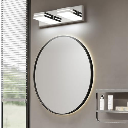 SineRise LED Modern Bathroom Vanity Light Fixtures, Modern Acrylic Bathroom Wall Lighting Fixtures Over Mirror, 2-Light, 15.5-Inch, Chrome, White - color: Chrome, White, size: 2-Light, 15.5-Inch