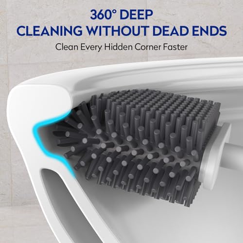 Dark Gray Toilet Bowl Cleaner Set - Silicone Toilet Brush and Holder for Deep Cleaning - color: Dark Gray