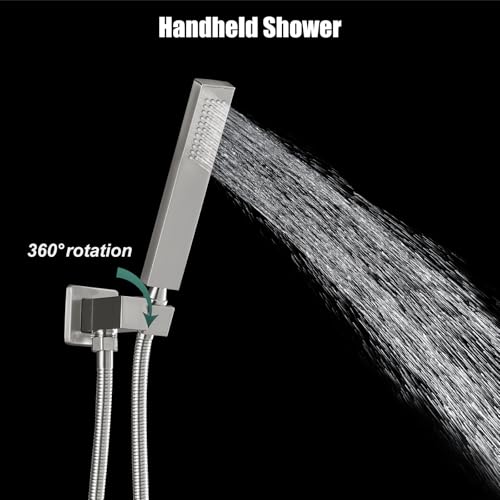 Heyalan Hand-held Shower Head Set-SUS304 Handheld Shower, Brushed Nickel | SUS304 stainless steel wand, straight-style design, single rain spray, 59-inch long hose and standard 1/2-inch connection - color: Brushed Nickel, style: Straight Style