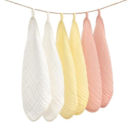 Baby Washcloths, Soft Absorbent Cotton Burp Cloths, Burping Cloth for Newborn Sensitive Skin,12x12 inches, 6 Pack (Pink,White,Yellow) - color: Pink,white,yellow