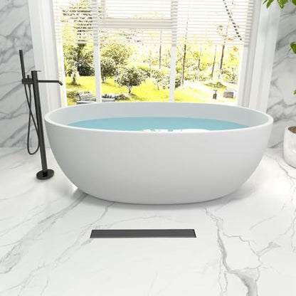 Linear Shower Drain - 18 Inch Matte Black, with Tile Insert Panels | AISI 304 Stainless Steel Shower Drain with Adjustable Feet, Hair Catcher, Rectangle Shower Floor Drain Fits Bathroom, Balcony - color: Matte Black, size: 18 Inch