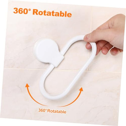 SHINEOFI 2Pcs Adhesive Hand Towel Ring No Drill Towel Holder for Bathroom and Kitchen Durable Wall Mounted Towel Rack Easy Install Towel Shelf Space Saving Design