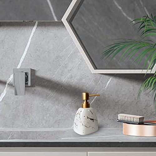 Ceramic Soap Dispenser for Bathroom White Soap Dispenser for Kitchen Dish Soap Dispenser with Marble Pattern Liquid Hand Soap Dispenser Pump Bottle (Pyramid White Marble Bottle) - color: Pyramid White Marble Bottle