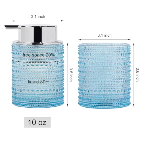 Blue Bathroom Accessory Sets, Glass Toothbrush Holder and Soap Dispenser for Bathrooms, Foaming Hand Soap Dispenser, Toothbrush and Toothpaste Cup Holder, Soap and Toothbrush Holder Set - color: Blue