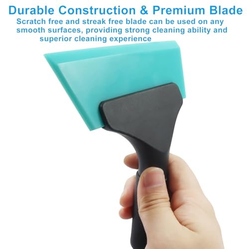 5 Inch Silicone Squeegee, Light Blue | Non Slip Handle, Streak-Free Cleaning, For Car, Glass, Mirror, Shower, Door, Bathroom - color: Light Blue