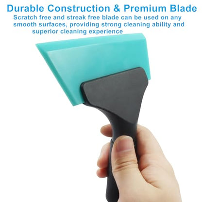 5 Inch Silicone Squeegee, Light Blue | Non Slip Handle, Streak-Free Cleaning, For Car, Glass, Mirror, Shower, Door, Bathroom - color: Light Blue