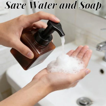 Plastic Foaming Soap Dispenser with Pump, 8.5 Oz, 24 PCS | Liquid Soap, Shampoo, Bathroom, Hotel, Refillable Foaming Hand Soap Dispenser, Brown, Empty Hand Bottle