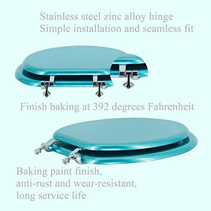 Elongated Toilet Seat Wood Toilet Seat Prevent Shifting with Zinc Alloy Hinges American Standard Size Toilet Seat Easy to Install also Easy to Clean(Elongated,Sparkling Sapphire Blue) - color: Sapphire Blue, size: Elongated