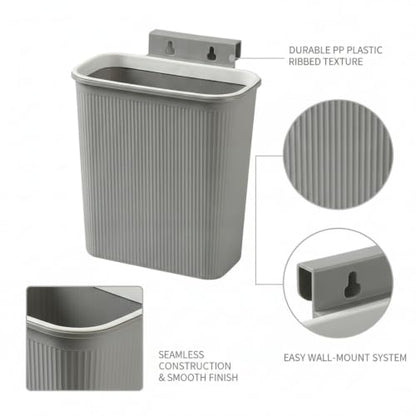 Wall-Mounted Trash Can, Compact 1.06 Gallon Waste Bin for Kitchen Cabinet or Bathroom, Space-Saving PP Plastic Disposal Unit (1 PC) - color: Gray