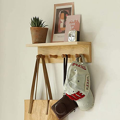 Entrance Coat Rack ，Coat Hooks, Wall-Mounted Wooden Hook Rack, Wall-Mounted Shelves(Oak Color Finish—A-2) - style: Oak color finish—A-2