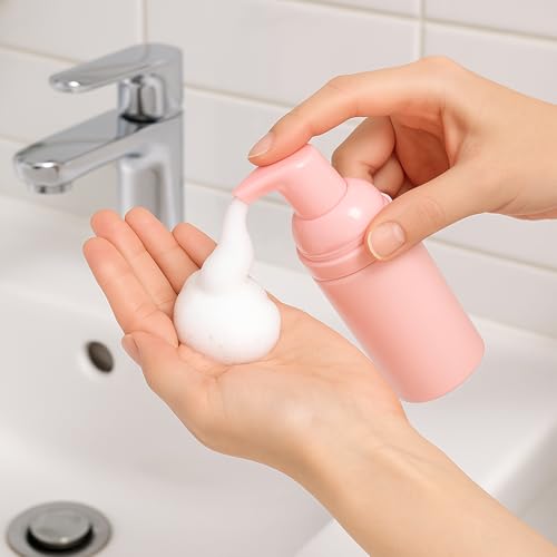 10Packs 30ml/1Oz Pink Foaming Pump Bottles Travel Size Soap Dispenser Refillable Foam Pump Containers for Face Cleanser, Shampoo, Hand Wash, Lotion, DIY Skincare