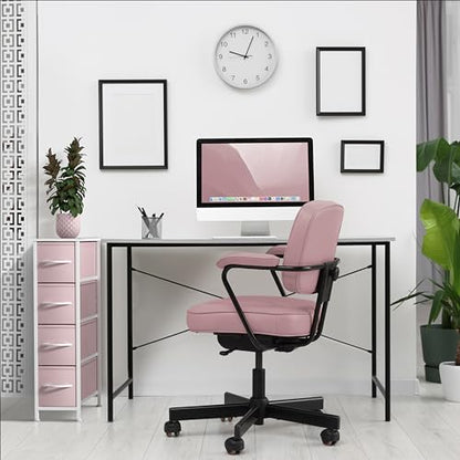 Sorbus Kids Narrow Dresser with 4 Drawers - Vertical Slim Storage Chest of Drawers with Steel Frame, Wood Top & Easy Pull Fabric Bins for Small Spaces, Closets, Bedroom, Bathroom & Laundry - color: Pink, style: 4 Drawer