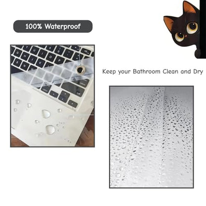 Clear Cute Funny Black Cat Shower Curtain Liner, Are You Pooping Shower Curtain, Fun Anime Cat Shower Curtains for Bathroom, 72x78 Plastic Cool Summer Shower Curtain Set with Weighted Magnets 12 Hooks - color: Clear Black Cat, size: 72"W x 78"L (Pack of 1
