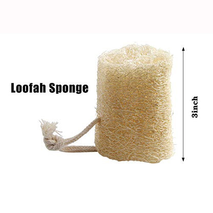 FEBSNOW Natural Loofah Body Scrubber 4Pcs Exfoliating Shower Bath Sponges | Natural Luffa Material, Women and Men Deep Clean Skincare, Exfoliating Back and Face Scrubber Pad