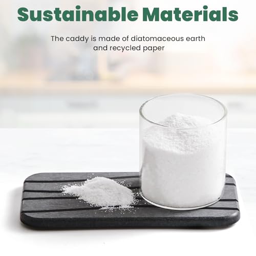 3PCS Water Absorbing Diatomaceous Earth Tray for Sink, Fast Drying Soap & Toothbrush Holders for Bathroom Counter, 1 Stone Tray, 2 Stone Coasters