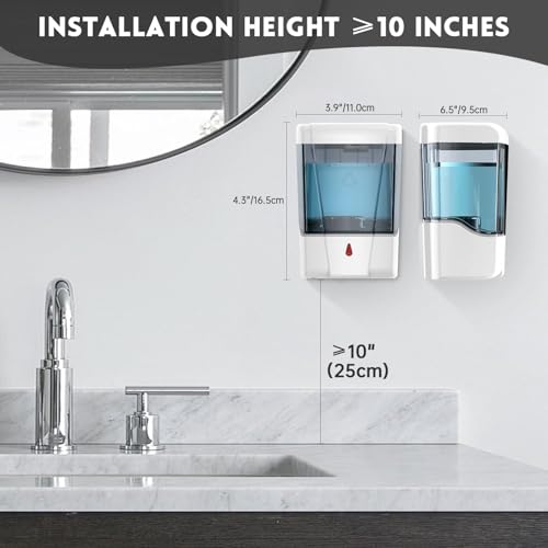 Automatic Soap Dispenser 20fl oz/600ml Touchless Wall Mount Liquid ABS Auto Hands Free Touchless Soap Dispensers Bathroom Kitchen 9031 White - color: White