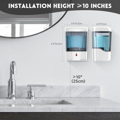 Automatic Soap Dispenser 20fl oz/600ml Touchless Wall Mount Liquid ABS Auto Hands Free Touchless Soap Dispensers Bathroom Kitchen 9031 White - color: White