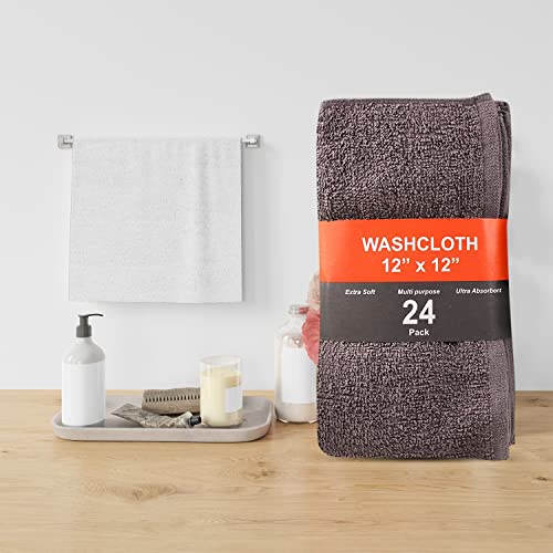 KAHAF COLLECTION 24 Pack Wash Cloths | Multicolour 100% Cotton Extra Absorbent Face Towels | Soft, Quick Dry Washcloths for Bathroom, Spa, Gym, Baby & Travel (24 Packs (12x12)) - size: 24 Pack (12" x 12")