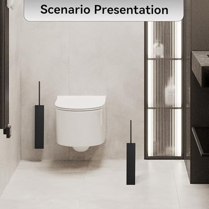 Matte BlackToilet Brush with Holder,Durable Cleaning Toilet Bowl Brushes with Holders - color: Matte Black