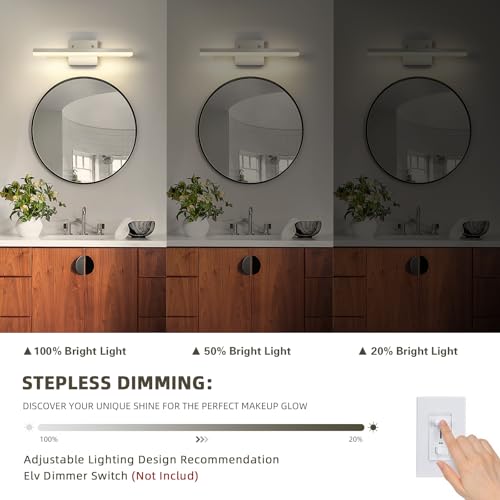 Brushed Nickel Vanity Lights - Dimmable 5CCT Bathroom Lighting Fixtures Over Mirror, Adjustable Angle Wall Light, 15.75" Long 12W LED Bar Light - size: 15.75inch Long