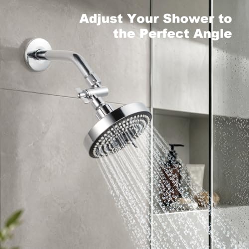 OFFO Shower Head Extension Arm, 2.4 in Shower Extension Arm with Locking Nut, Adjustable Height and Angle Shower Arm Extender, Universal G1/2 Connector for Fixed and Handheld ShowerHead, Chrome - color: Chrome, style: 2.4 in